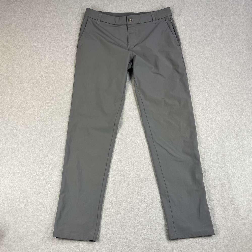 Lululemon ABC Pants Mens 34x32 Gray Slim Fit Stretch Active Chino Zip Pockets
